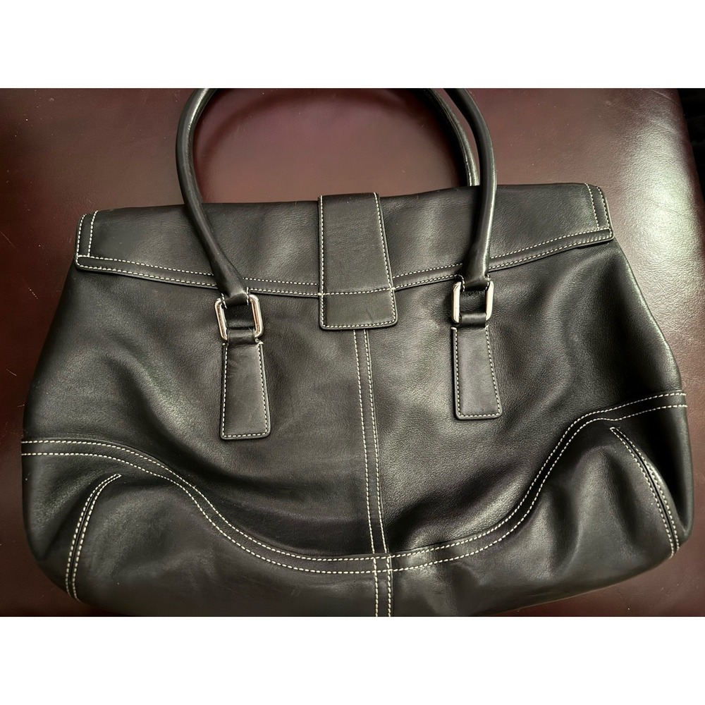 Coach Hampton Soho Satchel Purse‎ Black Supple Leather Luxury Chic Timeless - Picture 5 of 11